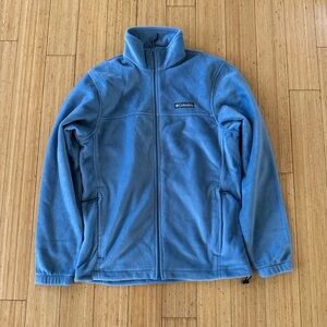 Columbia Men’s Full Zip Fleece Jacket Sky Blue Size S Lightweight Warm